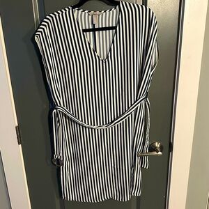 H&M Blue & White Striped Business Casual Dress